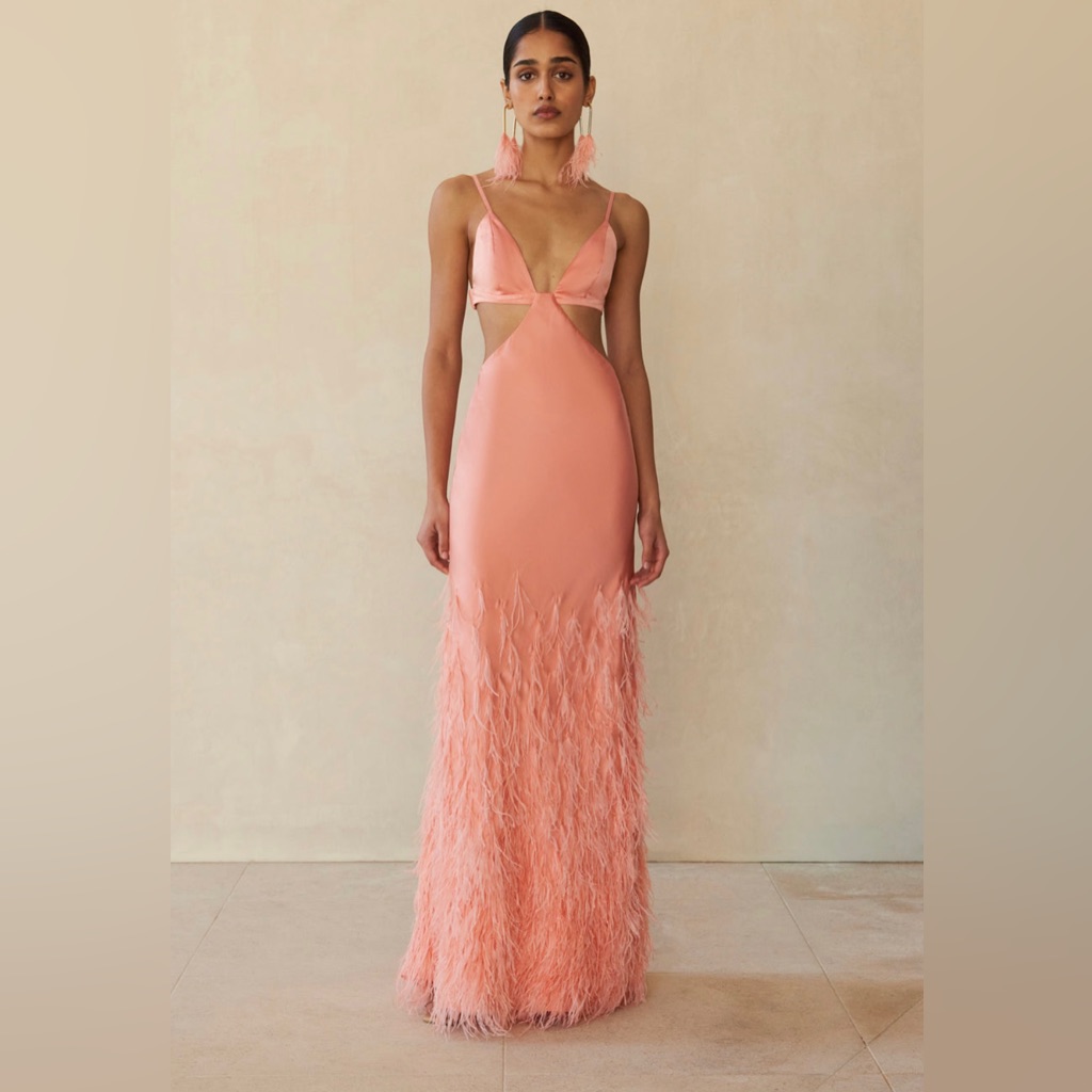 cult gaia | Dresses | Cult Gaia Womens Raisa Feather Trim Cutout Evening  Dress | Poshmark